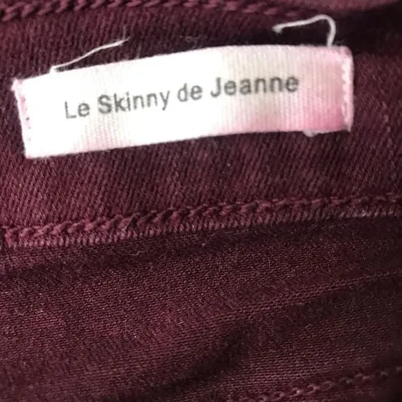Frame Burgundy Le Skinny de Jeanne Raw Edge Jeans Size 29 - Picture 7 of 8